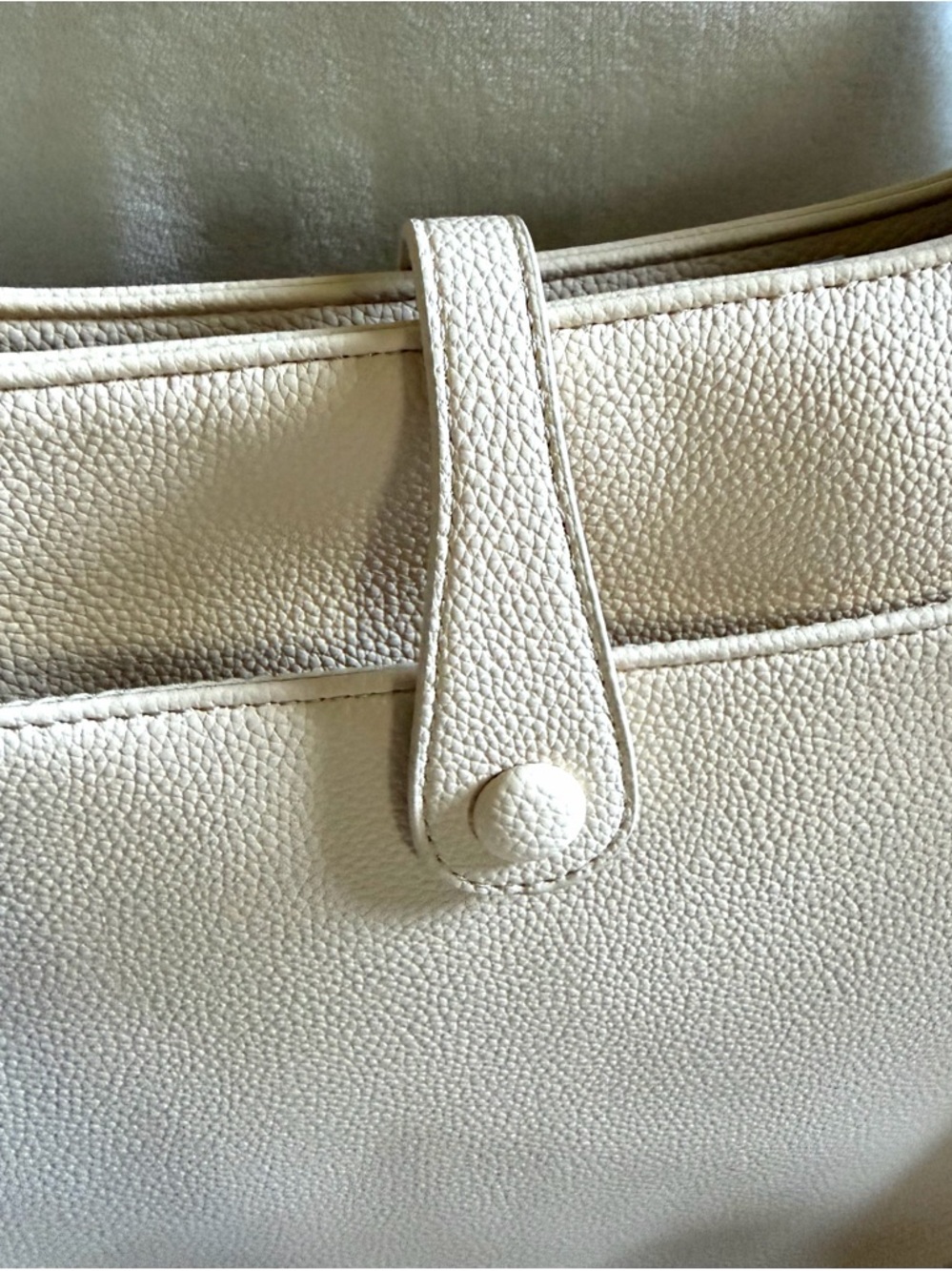 Neutral Cream Textured Crossbody Bag with Front Snap - Picture 3 of 10